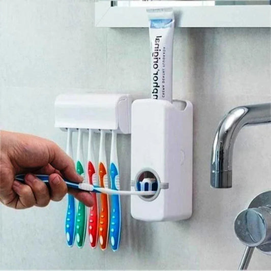 Dispensador Automático de Creme Dental + Suporte para 5 Escovas