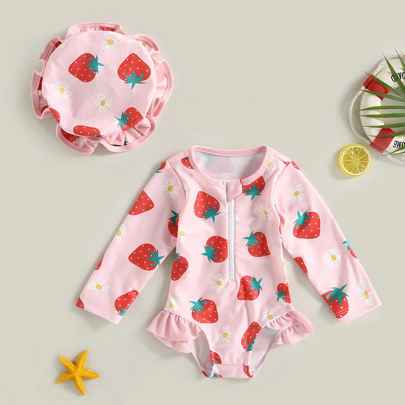 Conjunto Maiô Infantil de Manga Longa + Chapéu